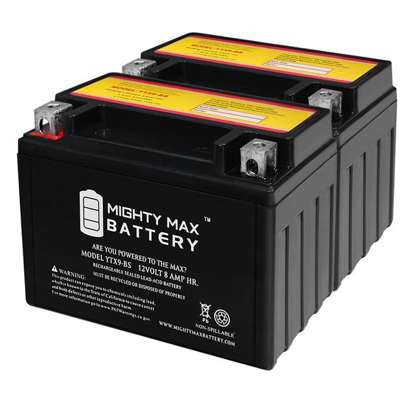 Mighty Max Battery YTX9-BS 12V 8AH Battery for 1989-1990 Honda CB400F CB-1 - 2PK MAX3458198